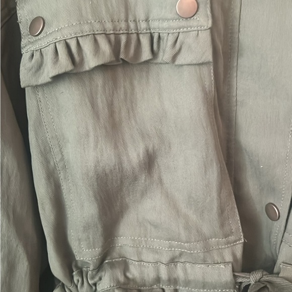 Anthropologie Army Green Ruffled Boho Jacket - Picture 3 of 5